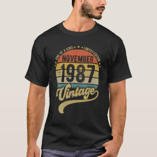 T-shirt Reto Vintage 33Rd Birthday, Born In November 1987