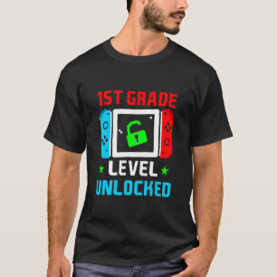 T-shirt Retour À L'École 1Ème Année Jeu Vidéo Déverrouillé