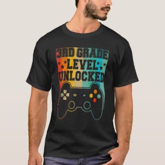 T-shirt Retour à l'école 3e année Niveau débloqué Jeu vidé