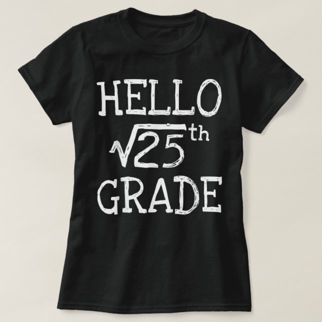 T-shirt Retour À L'École 5E Année Carré Racine De 25 Math  (Design devant)