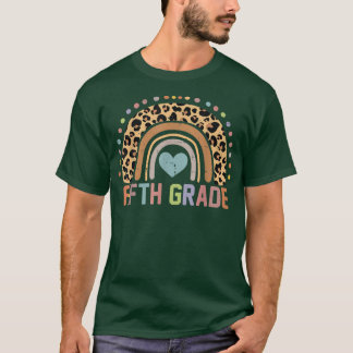 T-shirt Retour à l'école 5e année Rainbow Leopard 5e année