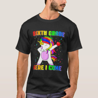T-shirt Retour À L'École 6E Année Unicorne Dabbing Enfants
