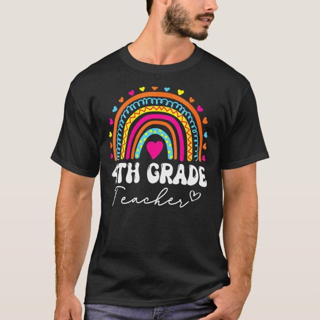 T-shirt Retour À L'École Arc-en-ciel 4e Escadron de 4e ann (Devant)