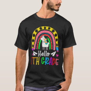 T-shirt Retour à l'école Bonjour 7e année paresseux chevau