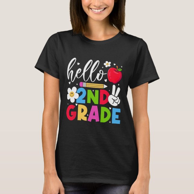 T-shirt Retour à l'école Bonjour équipe de deuxième année  (Devant)