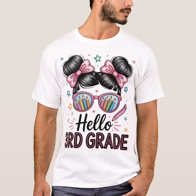 T-shirt Retour À L'École Coquette Bow Enseignant Bonjour T (Devant)