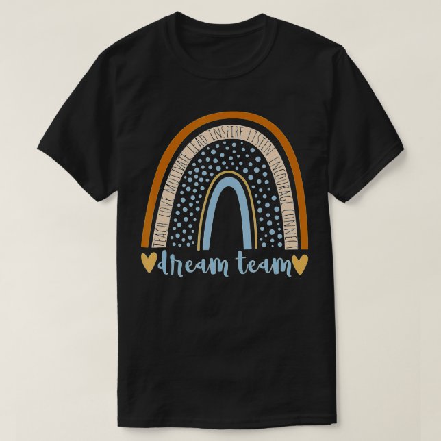 T-shirt Retour À L'École Dream Team Rainbow Teacher Studen (Design devant)
