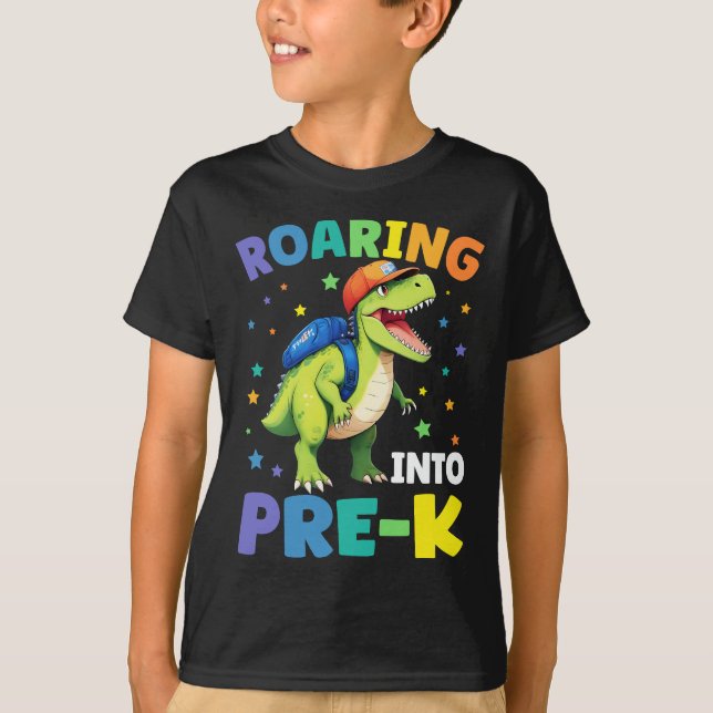 T-shirt Retour À L'École En Dinosaure Pré-K (Devant)