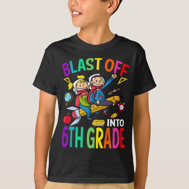 T-shirt Retour À L'École En Fuseau De 6E Année (Devant)