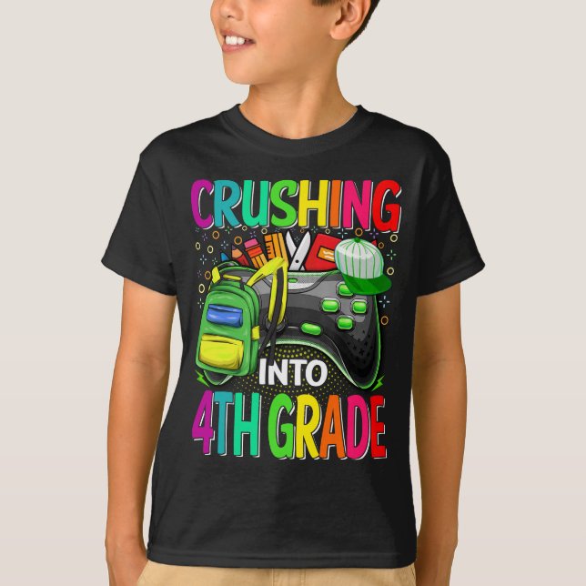 T-shirt Retour À L'École En Vidéo De 4E Année (Devant)