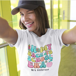T-shirt Retour à l'école enseignant rétro coloré