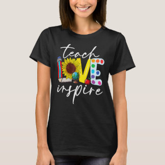 T-shirt Retour à l'école Enseigner l'amour Inspirer Rétro