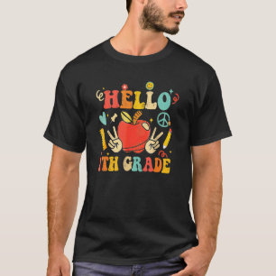 T-shirt Retour à l'école Groovy Bonjour 7e année Rétro