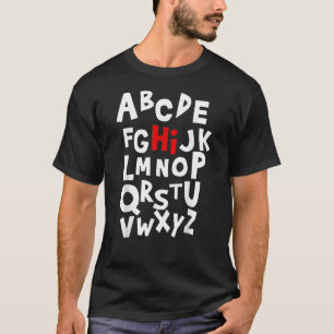 T-shirt Retour À L'École Lettres Alphabet Hi Pour Femmes H