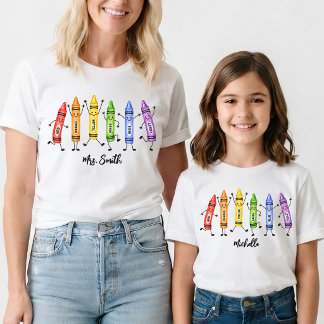 T-shirt Retour à l'école | Nom de l'enseignant au crayon a