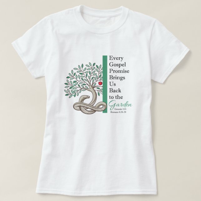 T-shirt RETOUR AU JARDIN Évangile Chrétien Blanc Court (Design devant)