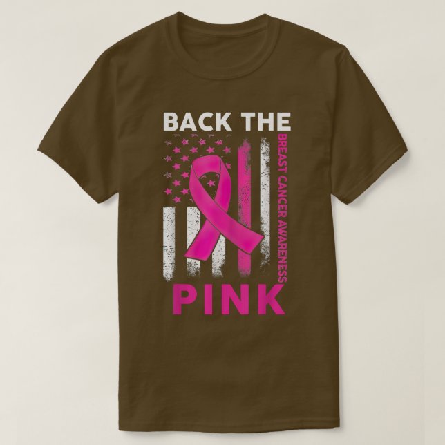 T-shirt Retour Conscience du cancer du sein rose Fla améri (Design devant)