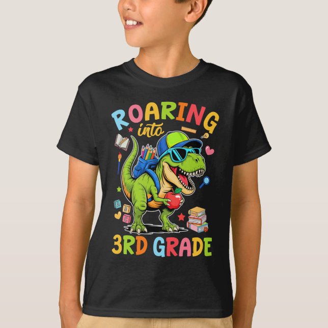 T-shirt Retour En 3e Année À L'École Garçons T-Rex D (Devant)