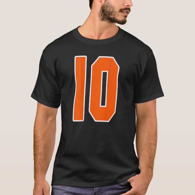 T-shirt Retour Imprimer Orange Sports Bloc Numéro 10 Pour  (Devant)