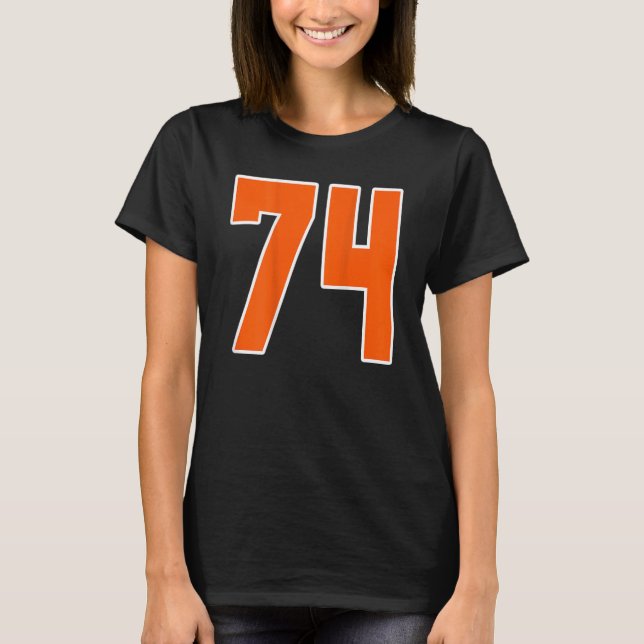 T-shirt Retour Imprimer Orange Sports Bloc Numéro 74 Pour  (Devant)