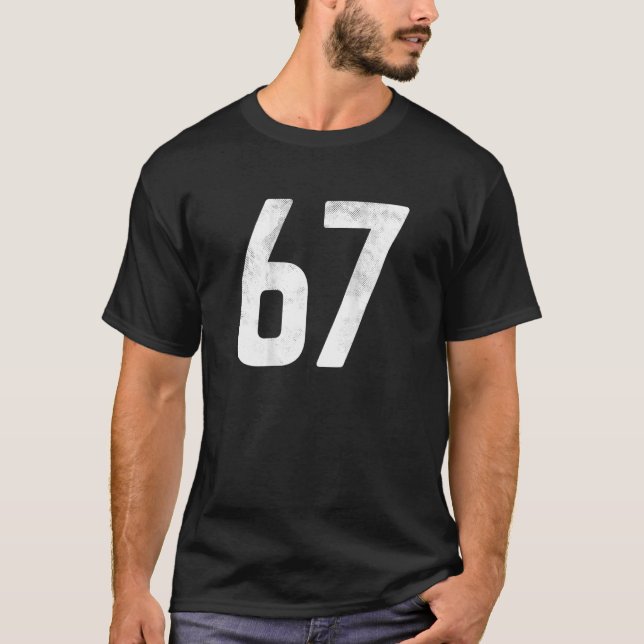 T-shirt Retour Imprimer Sport Bloc Numéro 67 Pour Football (Devant)