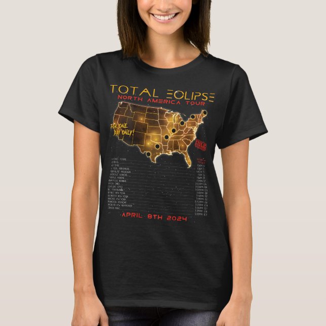 T-shirt Retour) Total Solar Eclipse 2024 North America Tou (Devant)