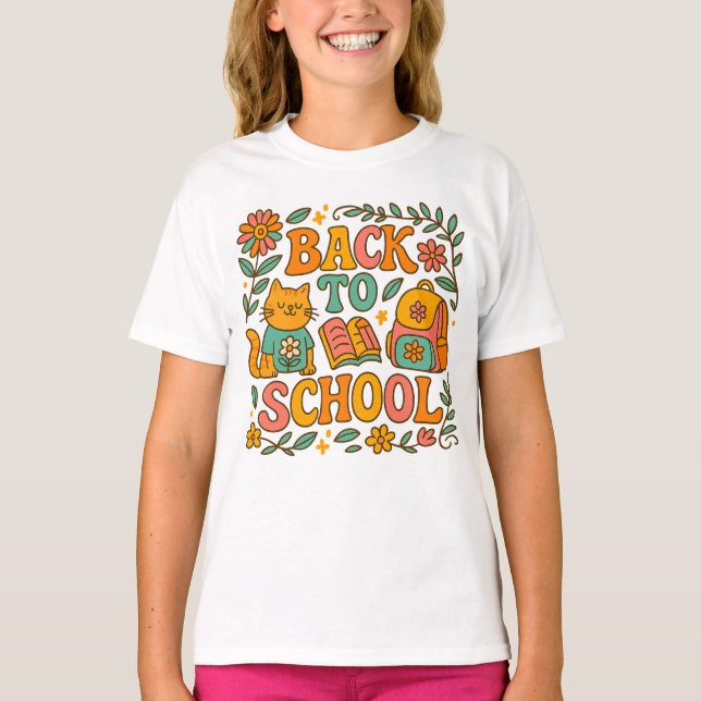 T-shirt Retourner à l'école Chat (Devant)