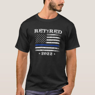 T-shirt Retraité 2022 Mince Ligne Bleue Officier de polic