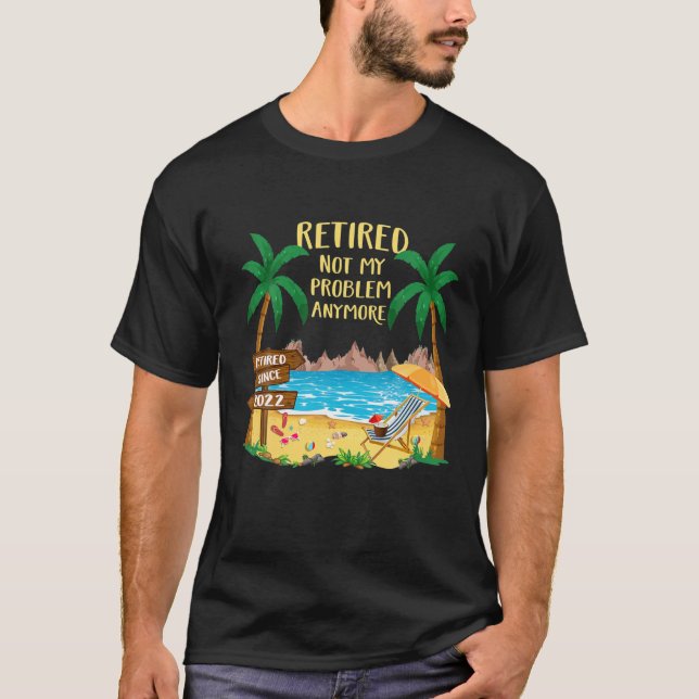 T-shirt Retraité 2022 Pas mon problème Police Beach Sunset (Devant)