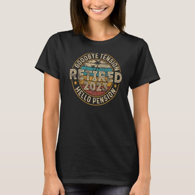 T-shirt Retraité 2023 Adieu Tension Bonjour Humour de retr (Devant)