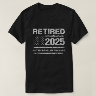 T-shirt Retraité 2025 Drapeau USA Retraite 2025 Hommes Fem