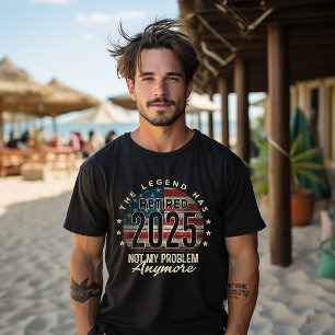 T-shirt Retraité 2025 Plus Mon Problème Plus Drapeau USA P