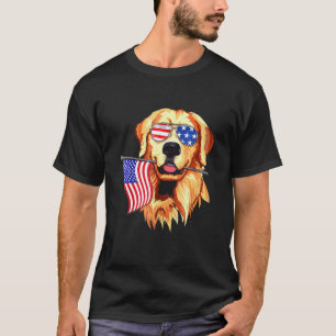 T-shirt Retriever doré Drapeau américain Patriotique Or Re