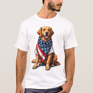 T-shirt Retriever doré gravé amateur de chien de drapeau a