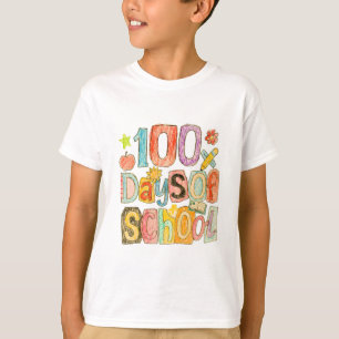 T-shirt Rétro 100 jours d'école crayon coloré pour enfants
