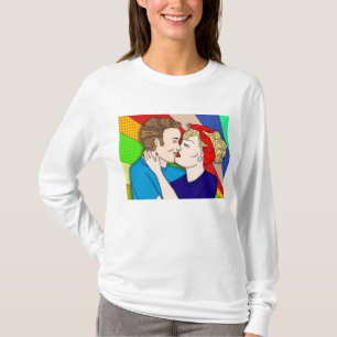 T-shirt Retro 1950 Pop Art Style Couple Kissing