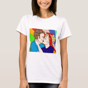 T-shirt Retro 1950 Pop Art Style Couple Kissing