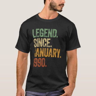 T-shirt Rétro 1990 Anniversaire Janvier Né Légende depuis 