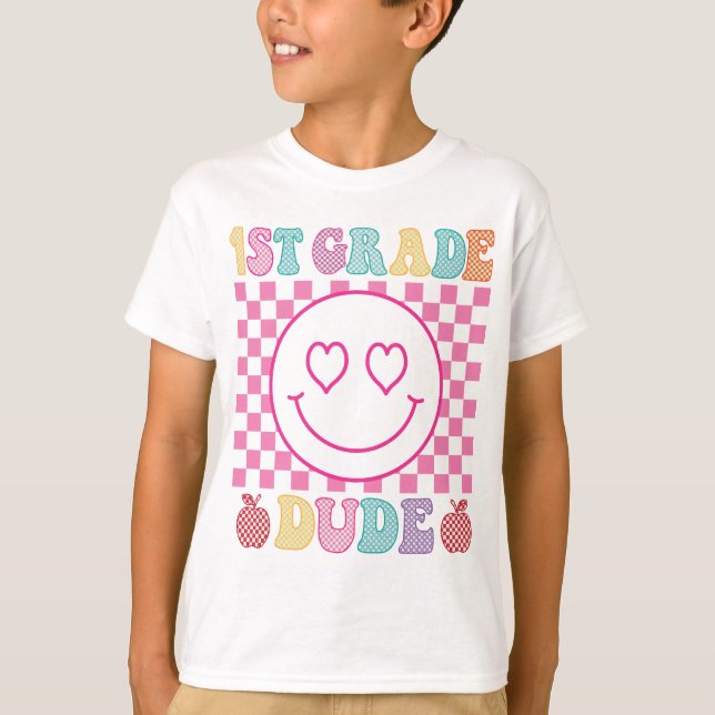 T-shirt Retro 1st Grade Dude Back To School First GT-Shirt (Devant)