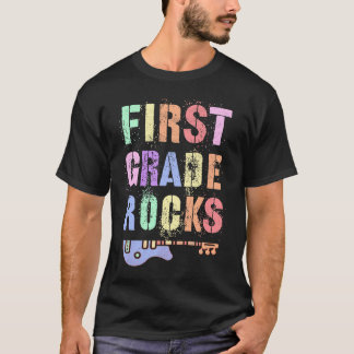 T-shirt Retro 1st GRADE ROCKS Teacher Rockstar FIRST ABCD