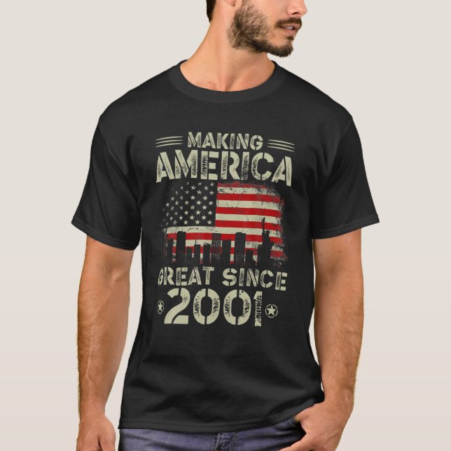 T-shirt Retro 21E Anniversaire USA Drapeau rendant l'Améri (Devant)