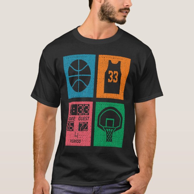 T-shirt Retro 4 Color Block Basketball (Devant)