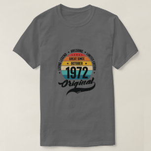 T-shirt Retro 50 ans Octobre 1972 Anniversaire Vintage Ann