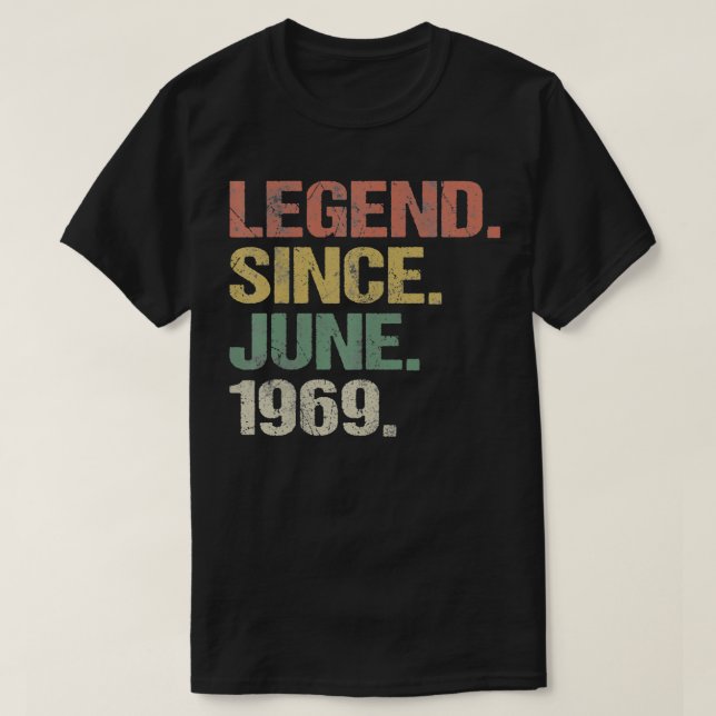 T-shirt Retro 52 Ans Légende depuis Juin 1969 52e Bir (Design devant)