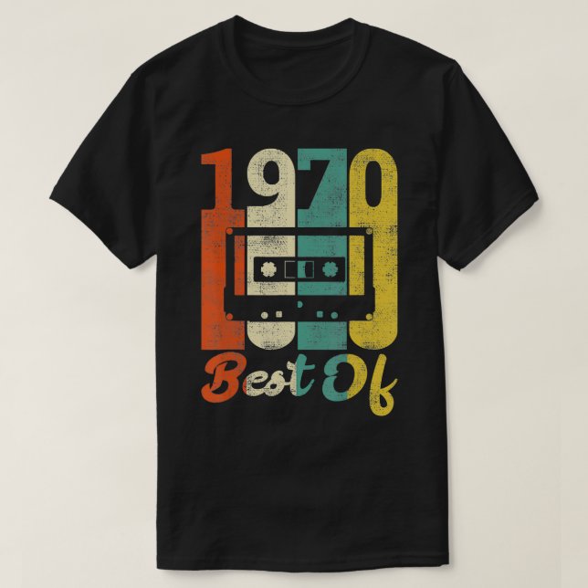 T-shirt Retro 52e Anniversaire Cassette 1970 Best Of les a (Design devant)