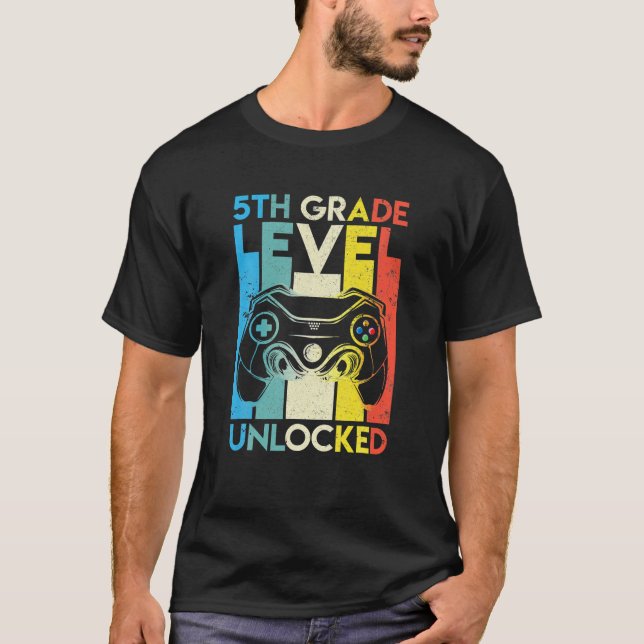 T-shirt Retro 5E Niveau De Niveau Déverrouillé Jeu Retour  (Devant)
