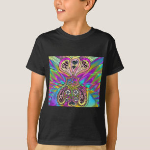T-shirt Retro 60s Coeurs psychédéliques Fleurs Cadeaux Vêt