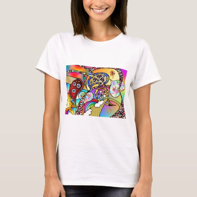 T-shirt Retro 60s Coeurs psychédéliques Paisley Cadeaux Vê (Devant)