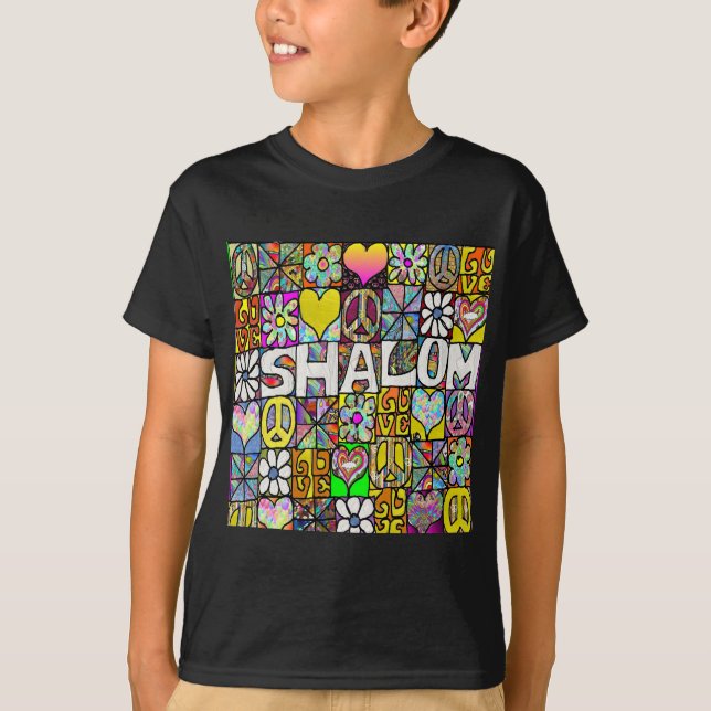 T-shirt Retro 60s Psychedelic Shalom LOVE (Devant)