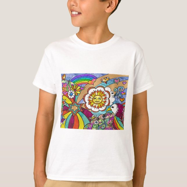 T-shirt Retro 60s Psychedelic Sunshine Aigle Cadeaux (Devant)